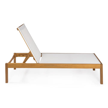 Lagunan 77.56"x26.38" Modern Minimalist Adjustable Acacia Wood Chaise Outdoor Lounge Chair - JONATHAN Y